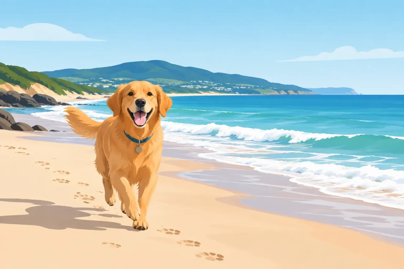 A dog enjoying a Central Coast beach